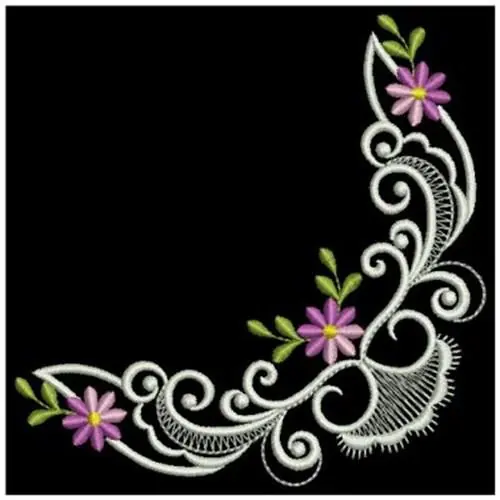 Best Choice Colorful Daisy Corner Embroidery Design