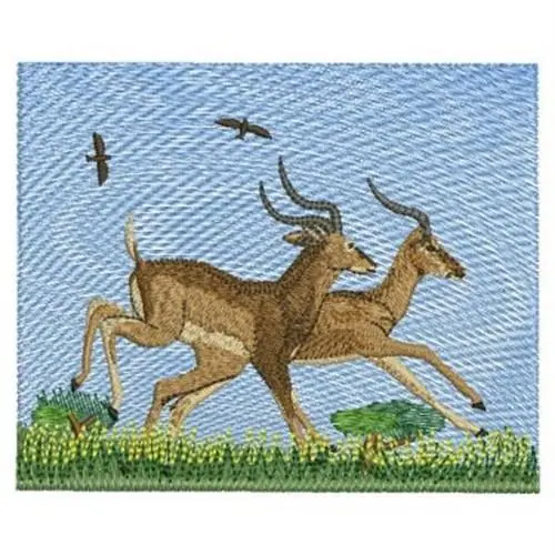 Two Antelope Embroidery Design Viral