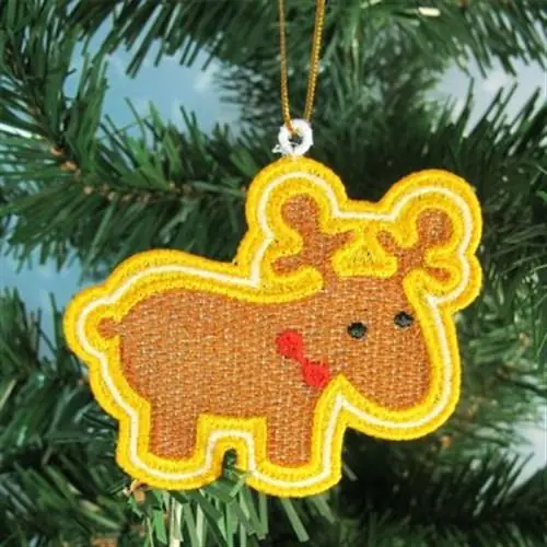 FSL Gingerbread Reindeer Embroidery Design Price Drop