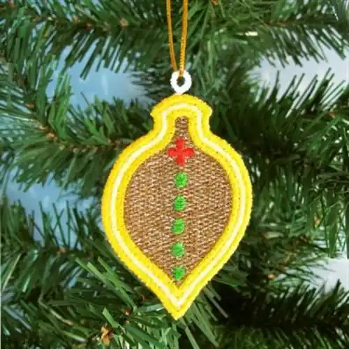 Modern FSL Gingerbread Ornament Embroidery Design