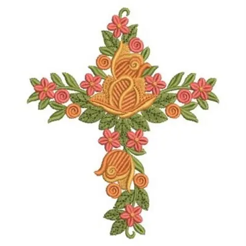 Rose Cross Embroidery Design Fast Shipping