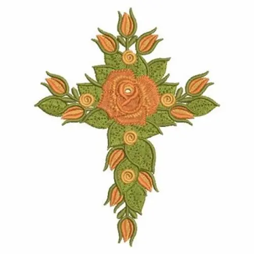 Price Cut Floral Cross Embroidery Design