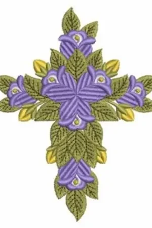Buy Online Flowered Cross Embroidery Design