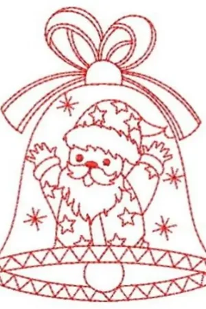 Budget Redwork Santa Bell Embroidery Design