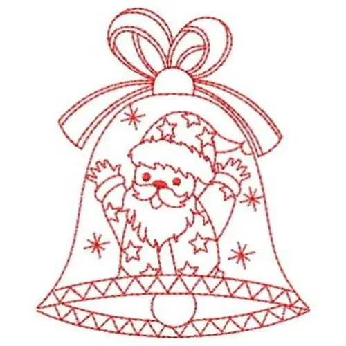 Budget Redwork Santa Bell Embroidery Design