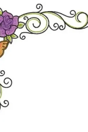 Artistic Rose Corner Embroidery Design Hot Picks