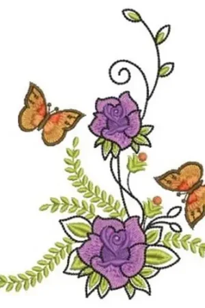 Artistic Rose Butterflies Embroidery Design Fresh Stock