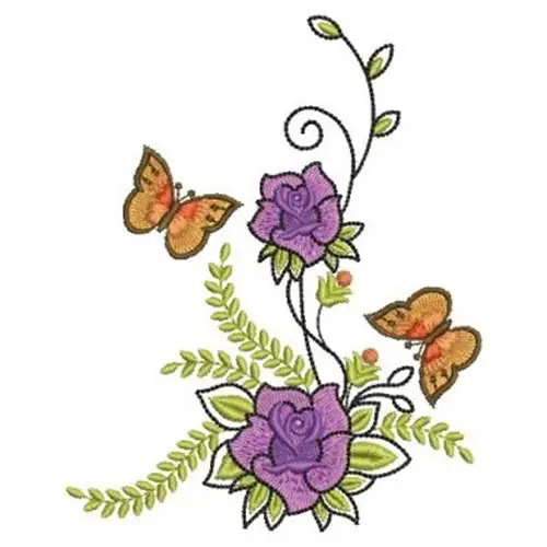 Artistic Rose Butterflies Embroidery Design Fresh Stock
