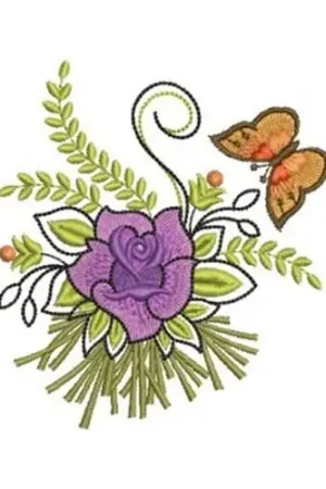 Artistic Rose Butterfly Embroidery Design Special Offer