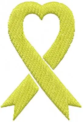 Yellow Heart Ribbon Embroidery Design Discount