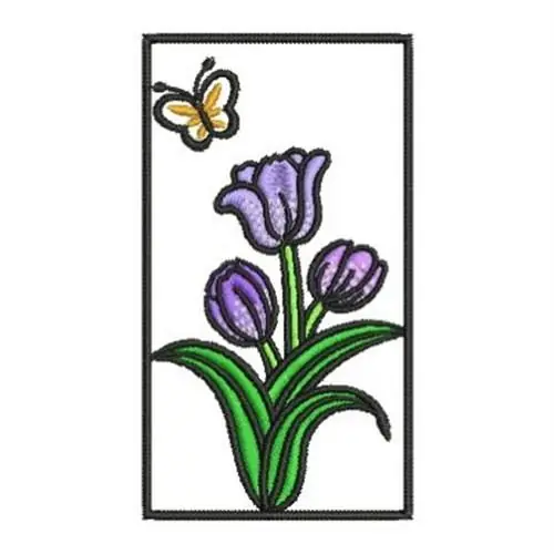 Exclusive Deco Butterfly Tulips Embroidery Design