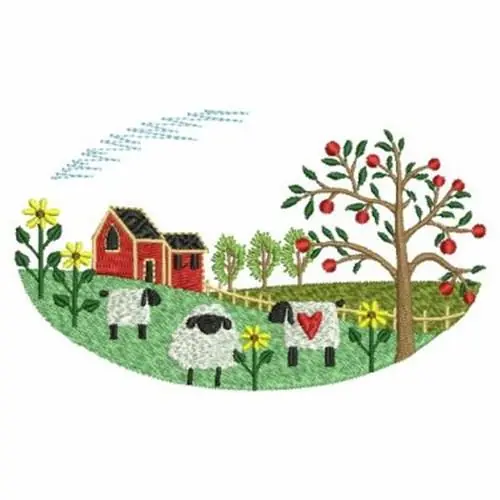 Premium Country Ranch Scene Embroidery Design