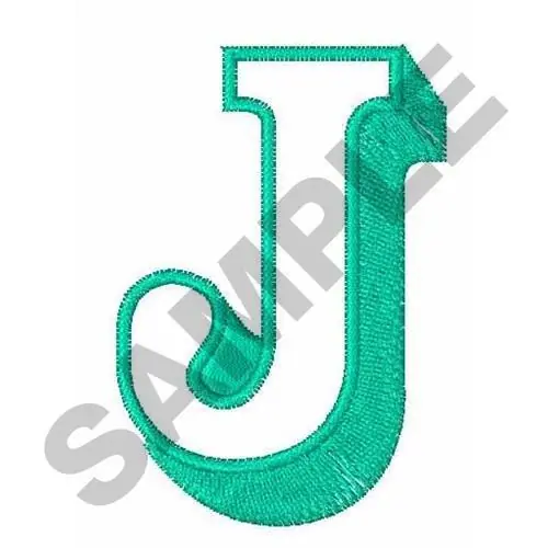 Open Shadow Font J Embroidery Design Express Delivery