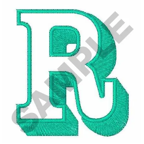 Premium Open Shadow Font R Embroidery Design