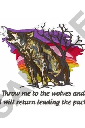 Authentic To The Wolves Embroidery Design