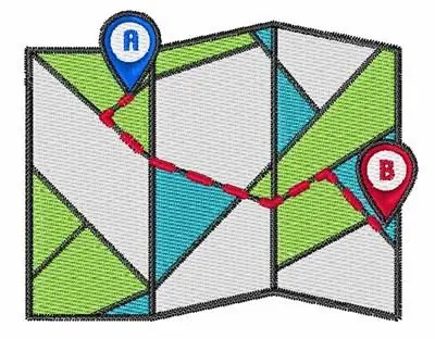 Genuine Cubist Road Map Embroidery Design