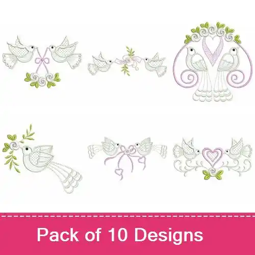 Warranty Included Love Doves Embroidery design pack by Ace Points, Embroidery Packs on EmbroideryDesigns.com