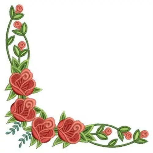 Red Roses Corner Embroidery Design Final Sale