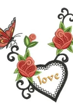 Bargain Red Roses Love Embroidery Design