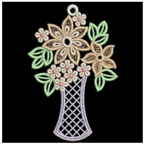 Hassle-Free Returns FSL Floral Vase Embroidery Design