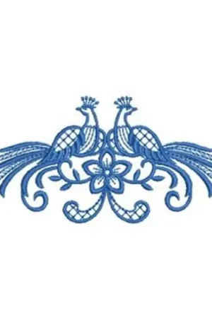 Bluework Bird Couple Embroidery Design Warranty Included