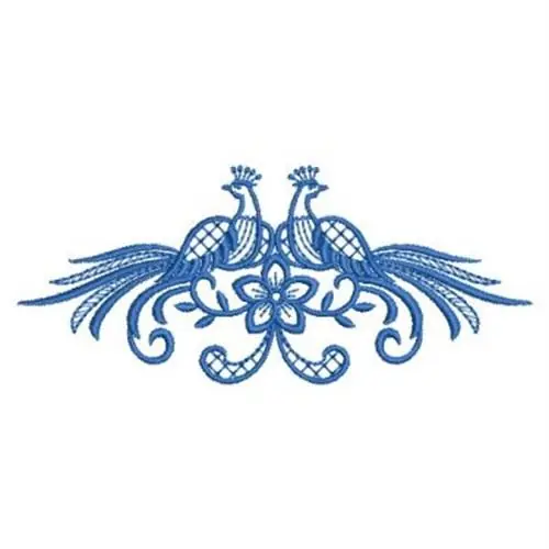 Bluework Bird Couple Embroidery Design Warranty Included