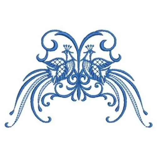 Final Sale Fancy Bluework Birds Embroidery Design