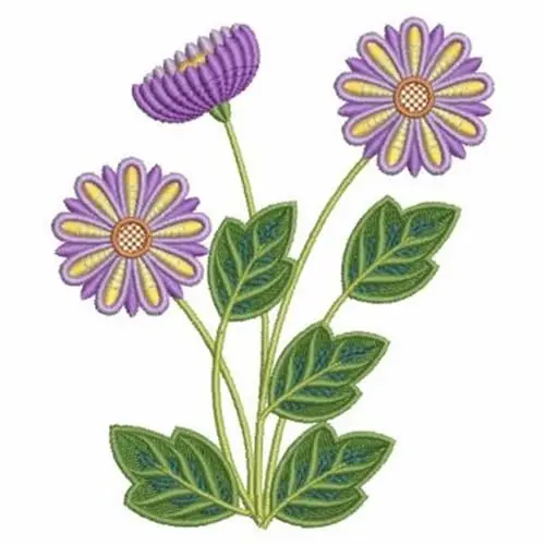 Purple Blooms Embroidery Design Reduced Price