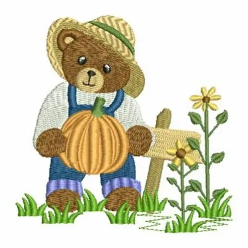 New Arrival Farmer Bear Embroidery Design