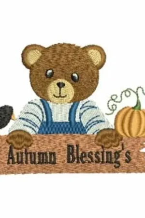 Autumn Blessings Bear Embroidery Design Hot Picks
