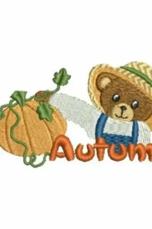 Autumn Country Bear Embroidery Design Holiday Sale