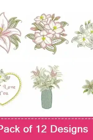 Budget Blooming Lilies Embroidery design pack by Ace Points, Embroidery Packs on EmbroideryDesigns.com