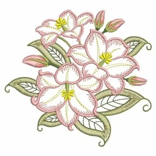 Blooming Lilies Embroidery Design Popular