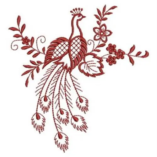 Place Order Redwork Peacock Embroidery Design