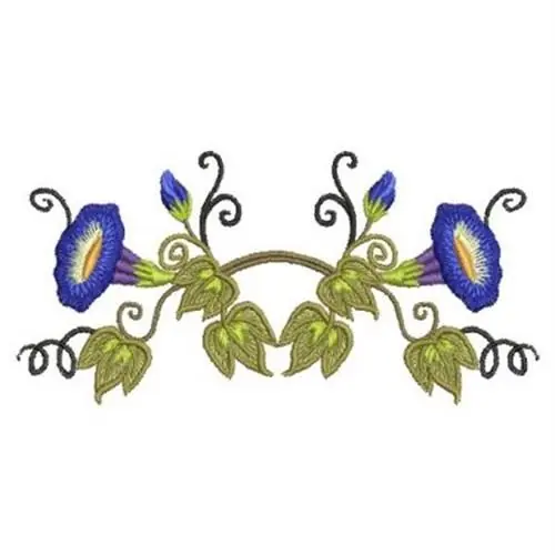 Morning Glory Border Embroidery Design Same Day Shipping