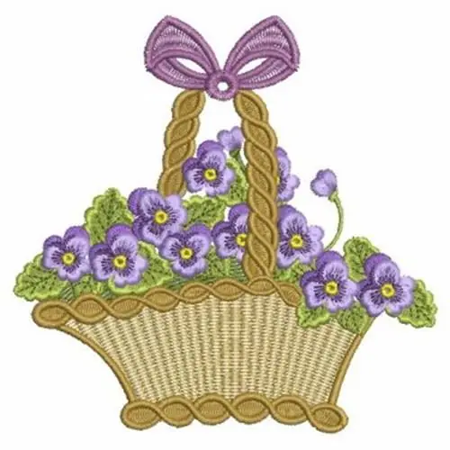 Discount Pansy Basket Embroidery Design