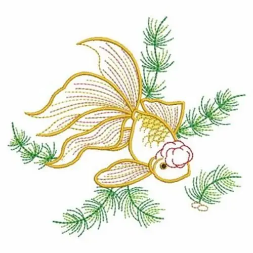 Secure Checkout Vintage Goldfish Embroidery Design