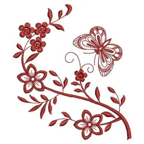 Redwork Butterfly Border Embroidery Design New Release
