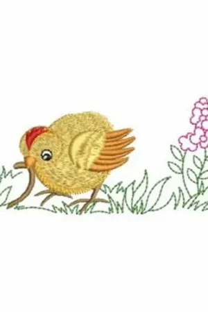 Worming Chick Embroidery Design Genuine