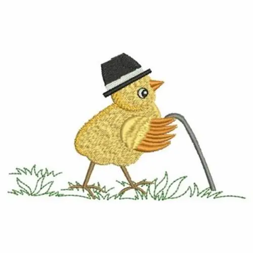 Same Day Shipping Chick with Cane Embroidery Design