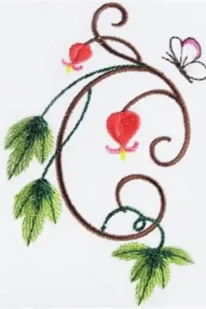 Brand New Bleeding Heart Swirls Embroidery Design