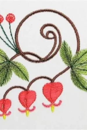 Bleeding Heart Swirl Embroidery Design Brand New