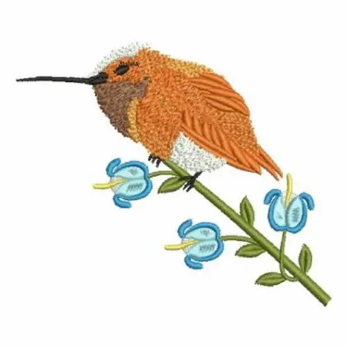 Factory Price Resting Hummingbird Embroidery Design