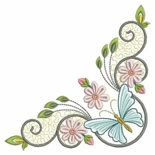 Heirloom Floral Corner Embroidery Design Best Price