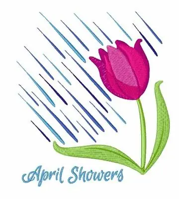 Modern April Showers Embroidery Design