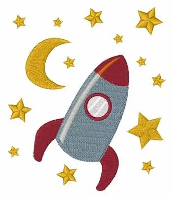 Hot Deal Rocket In Space Embroidery Design