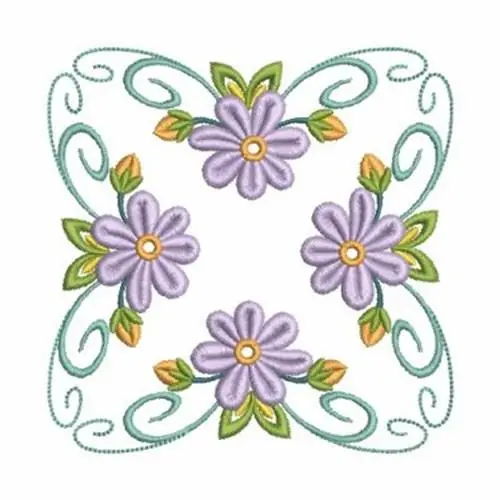 In Demand Heirloom Daisies Square Embroidery Design