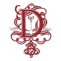 Modern SCROLL D Embroidery Design