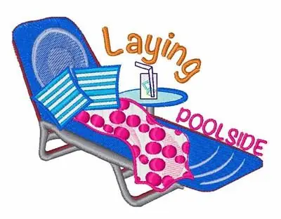 Laying Poolside Embroidery Design Popular