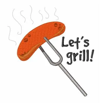 Lets Grill! Embroidery Design Instant Buy